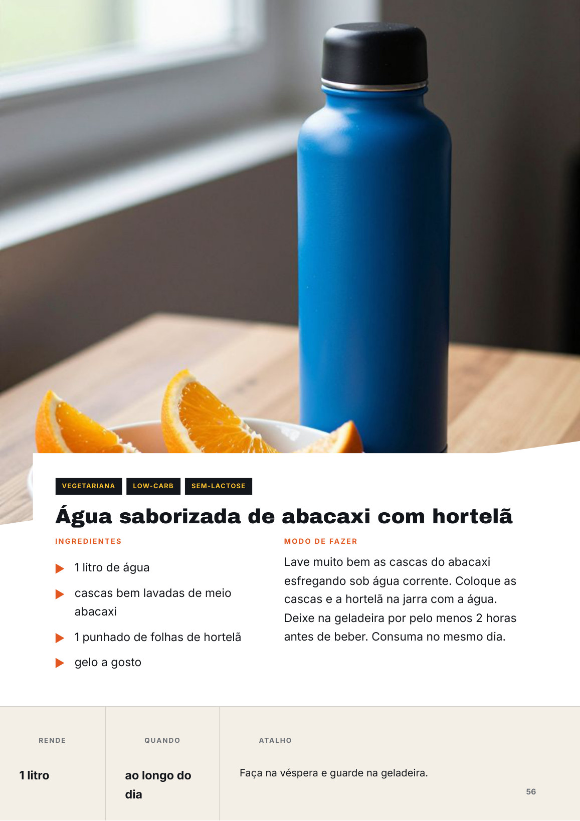 Página de receita com foto do prato